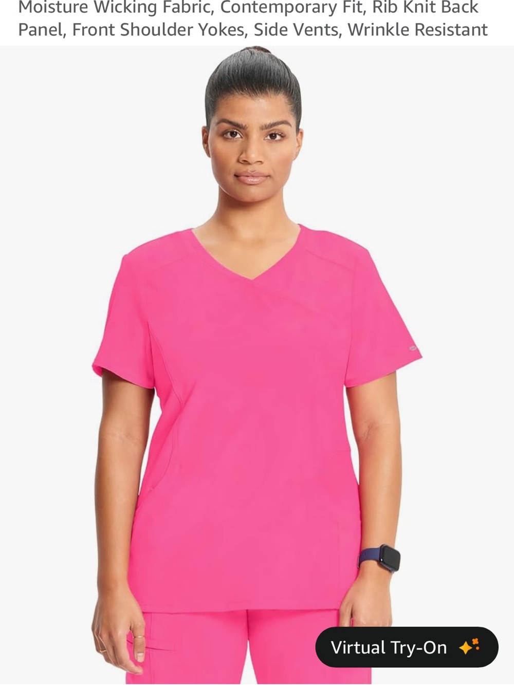 Women's V-Neck Scrub Top in Carmine Pink. Cherokee Infinity.
